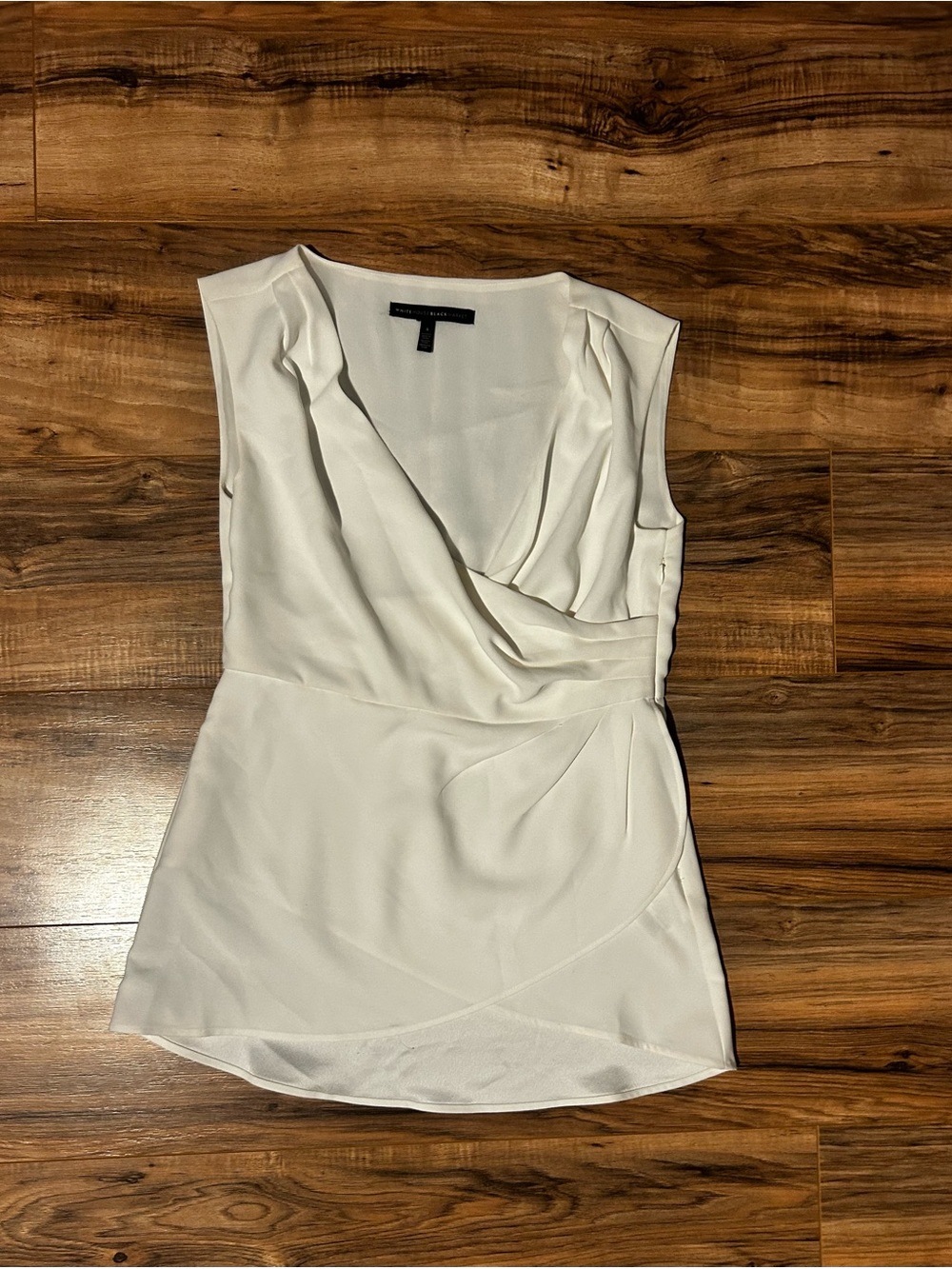 White House Black Market Cream Draped Blouse